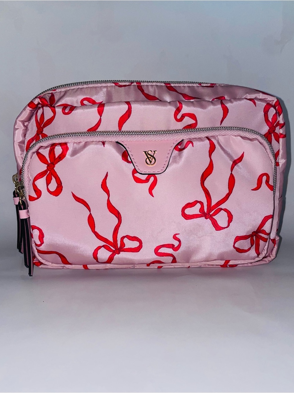 Victoria's Secret Pink Cosmetic Bag with Red Ribbon